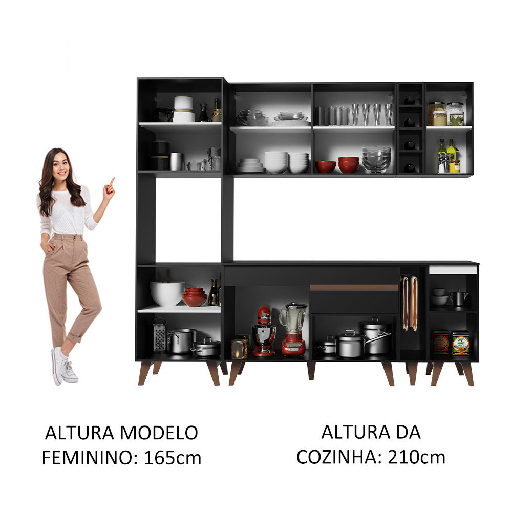 Armário de Cozinha Completa 235cm Preto Reims Madesa 02