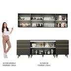 Armário de Cozinha Completa 240cm Preto/Rustic Reims Madesa 02