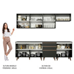 Armário de Cozinha Completa 250cm Preto Reims Madesa 01