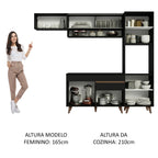 Armário de Cozinha Completa 250cm Preto Reims Madesa 04
