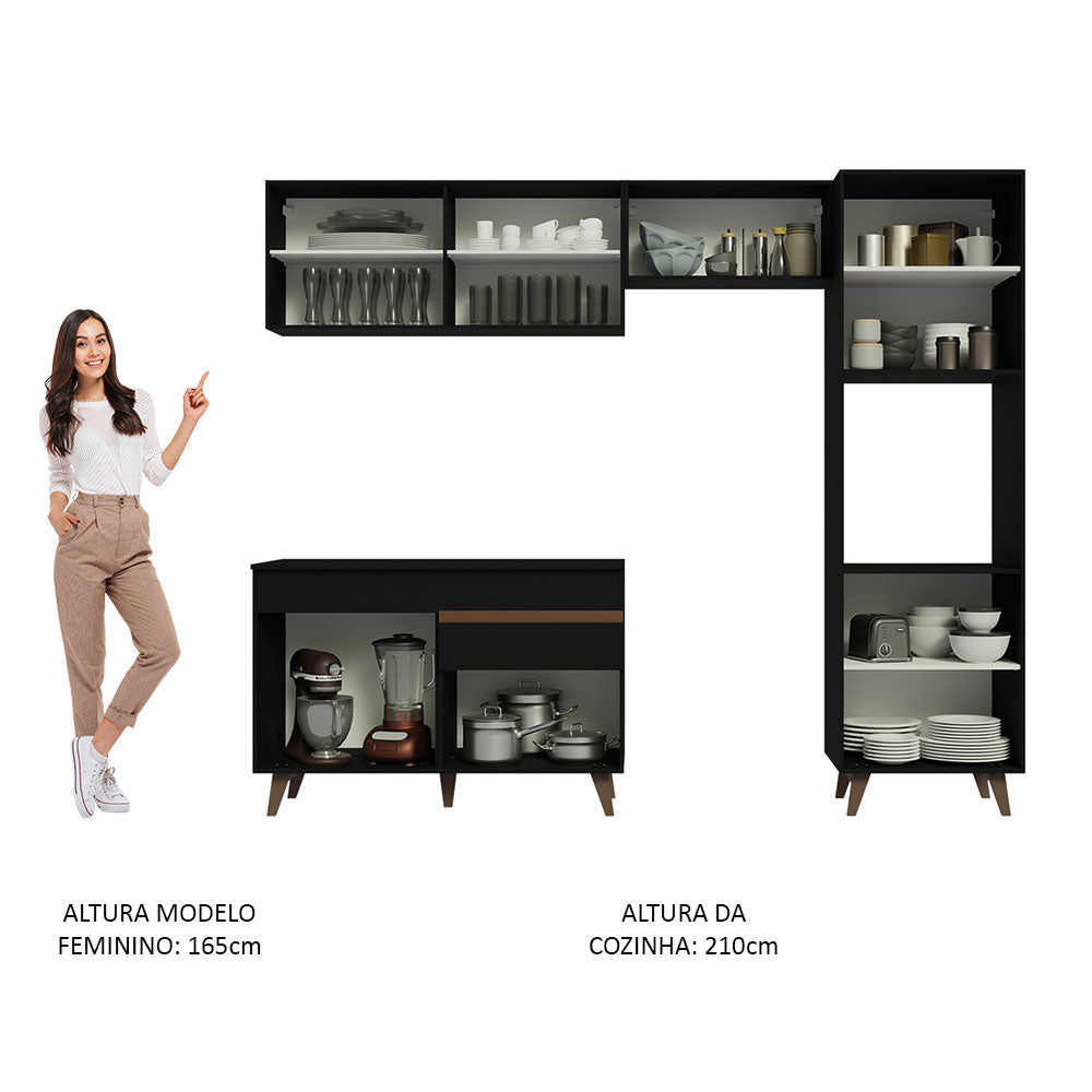 Armário de Cozinha Completa 250cm Preto Reims Madesa 05
