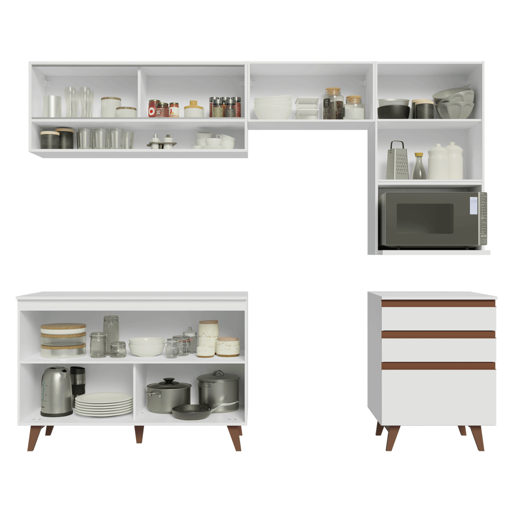 Armário de Cozinha Completa 250cm Branco Reims Madesa 10
