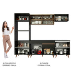 Armário de Cozinha Completa 260cm Preto/Rustic Reims Madesa 02