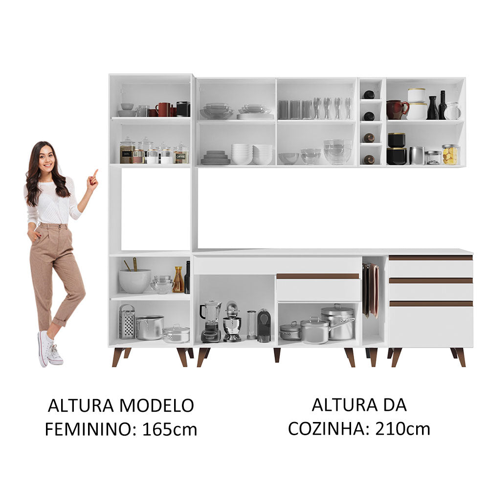 Armário de Cozinha Completa 260cm Branco Reims Madesa 05
