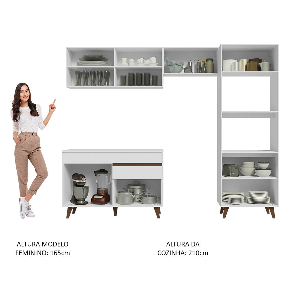 Armário de Cozinha Completa 260cm Branco Reims Madesa 09