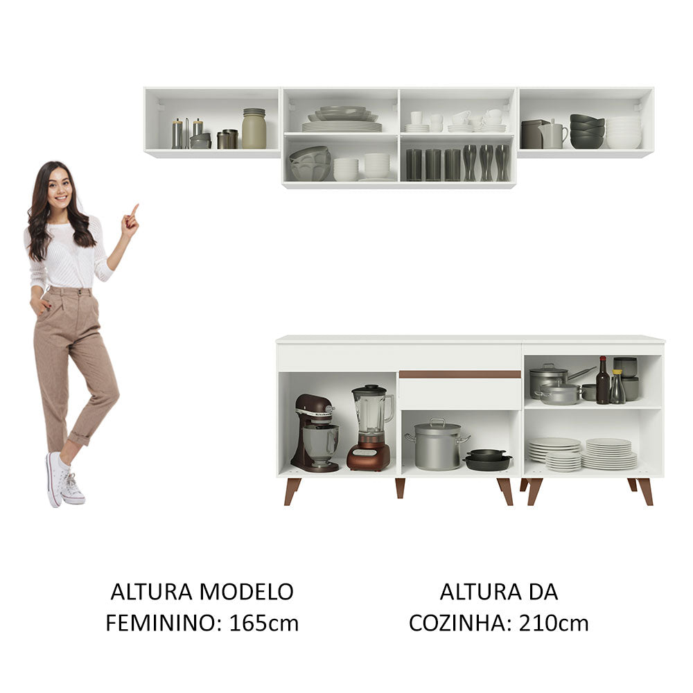 Armário de Cozinha Completa 260cm Branco Reims Madesa 10