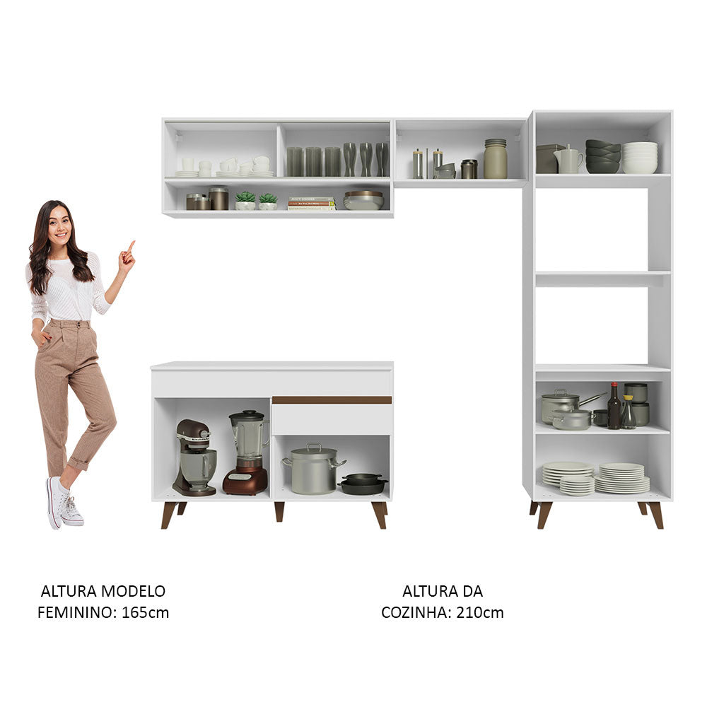 Armário de Cozinha Completa 260cm Branco Reims Madesa 12