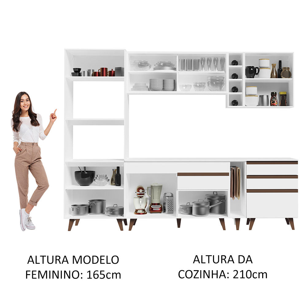 Armário de Cozinha Completa 270cm Branco Reims Madesa 01