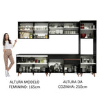Armário de Cozinha Completa 300cm Preto Reims Madesa 01