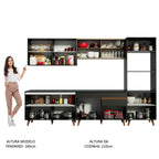 Armário de Cozinha Completa 310cm Preto/Rustic Reims Madesa 01