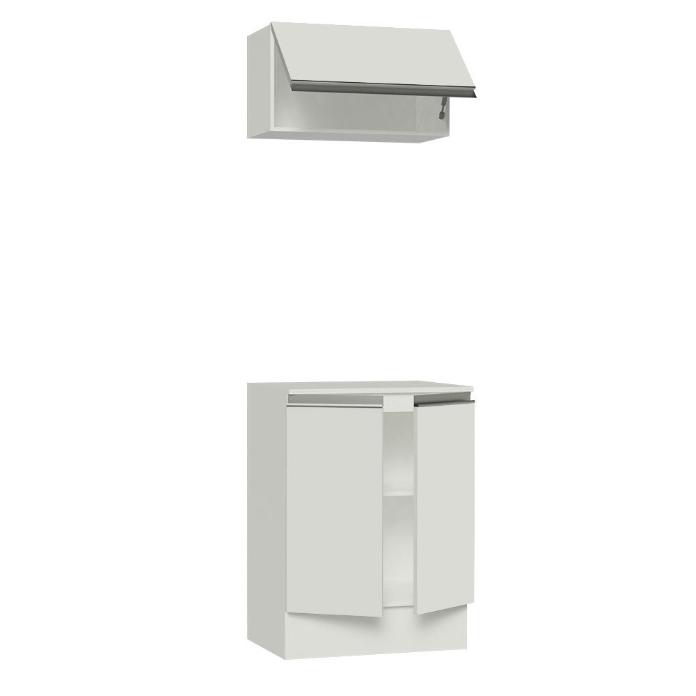 Kit 60 cm 100% MDF 2 Portas e 1 Suspensa Branco Smart Madesa