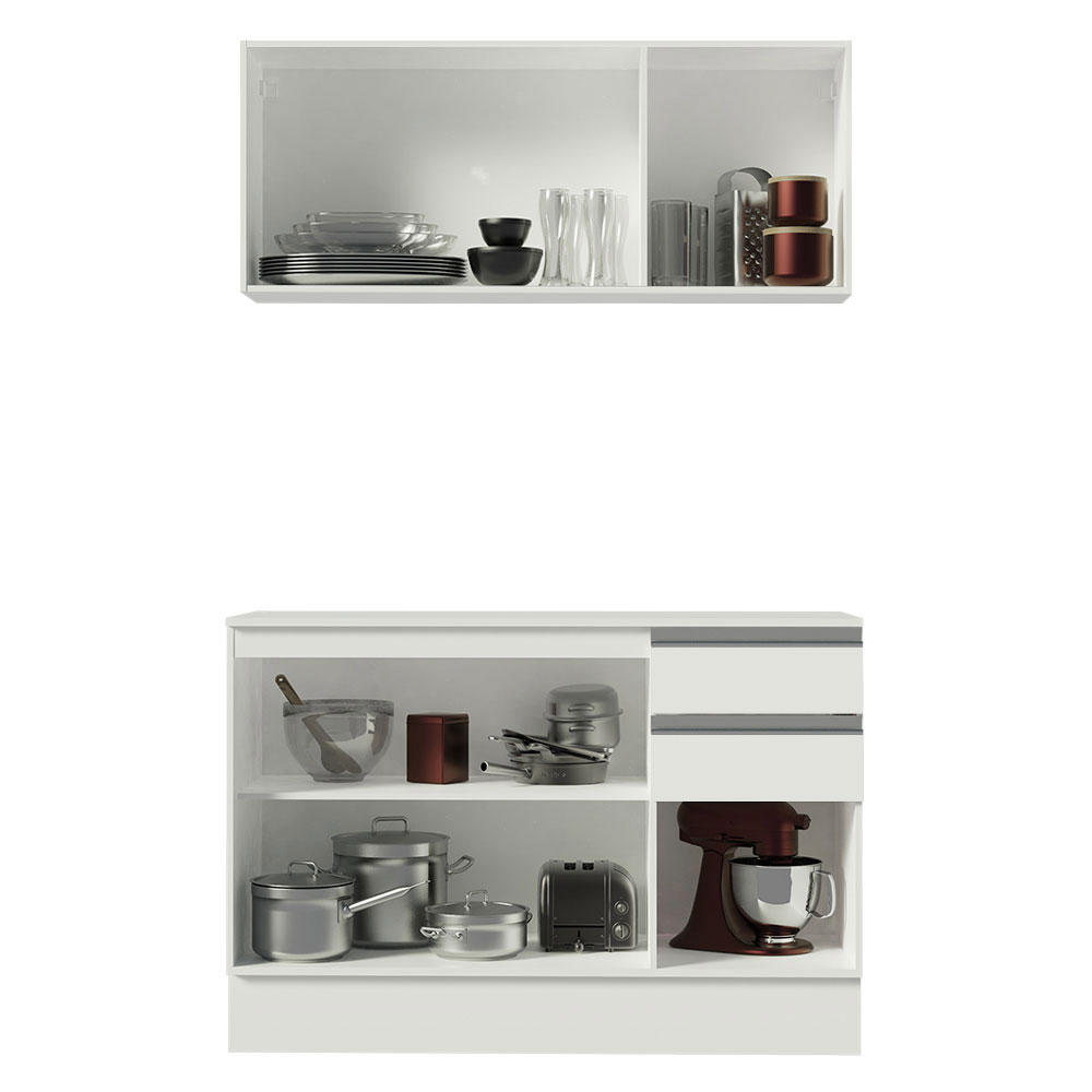 Armário de Cozinha Compacta 100% MDF 120 cm Branco Smart Madesa 01