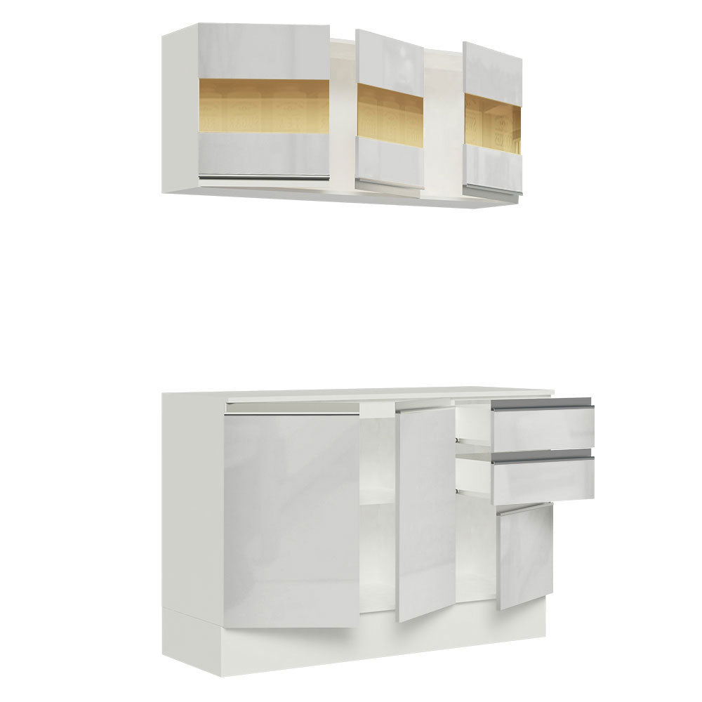 Armário de Cozinha Compacta 100% MDF 120 cm Frentes Branco Brilho Smart Madesa XP
