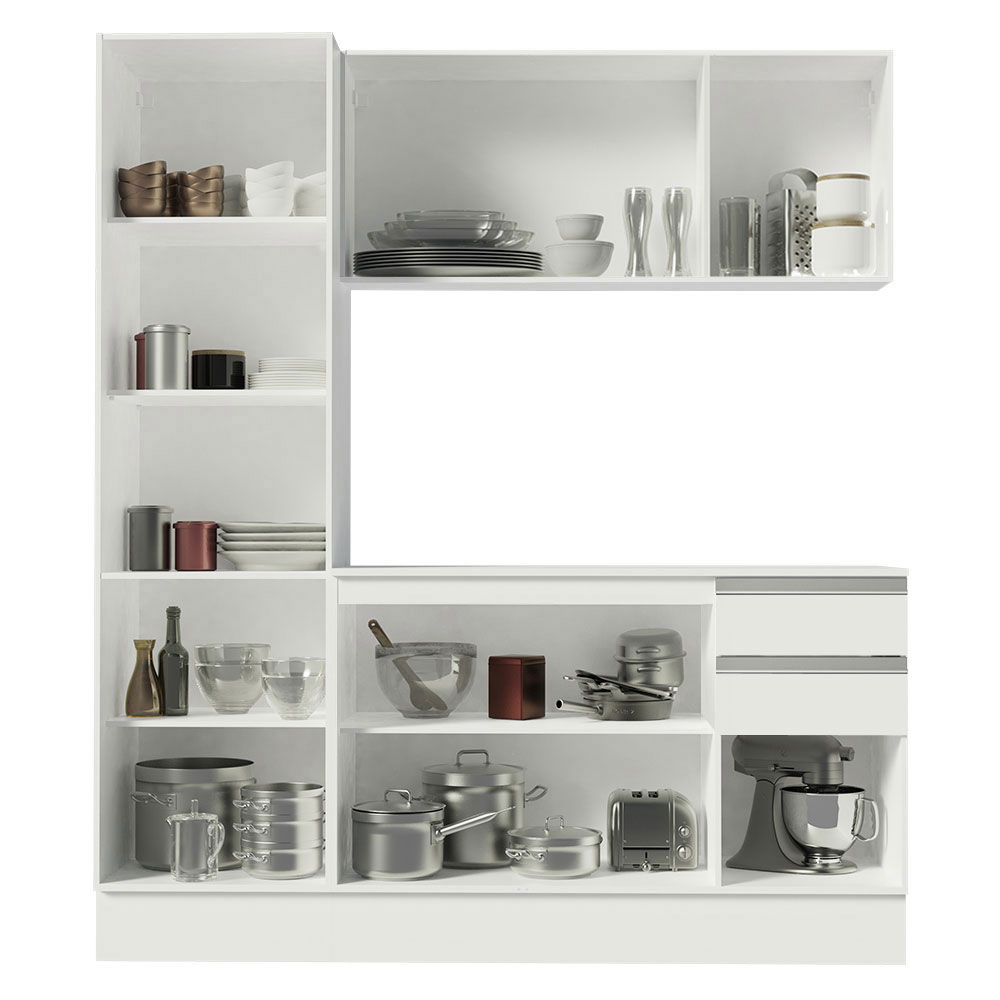 Armário de Cozinha Compacta 100% MDF 170 cm Branco Smart Madesa 01