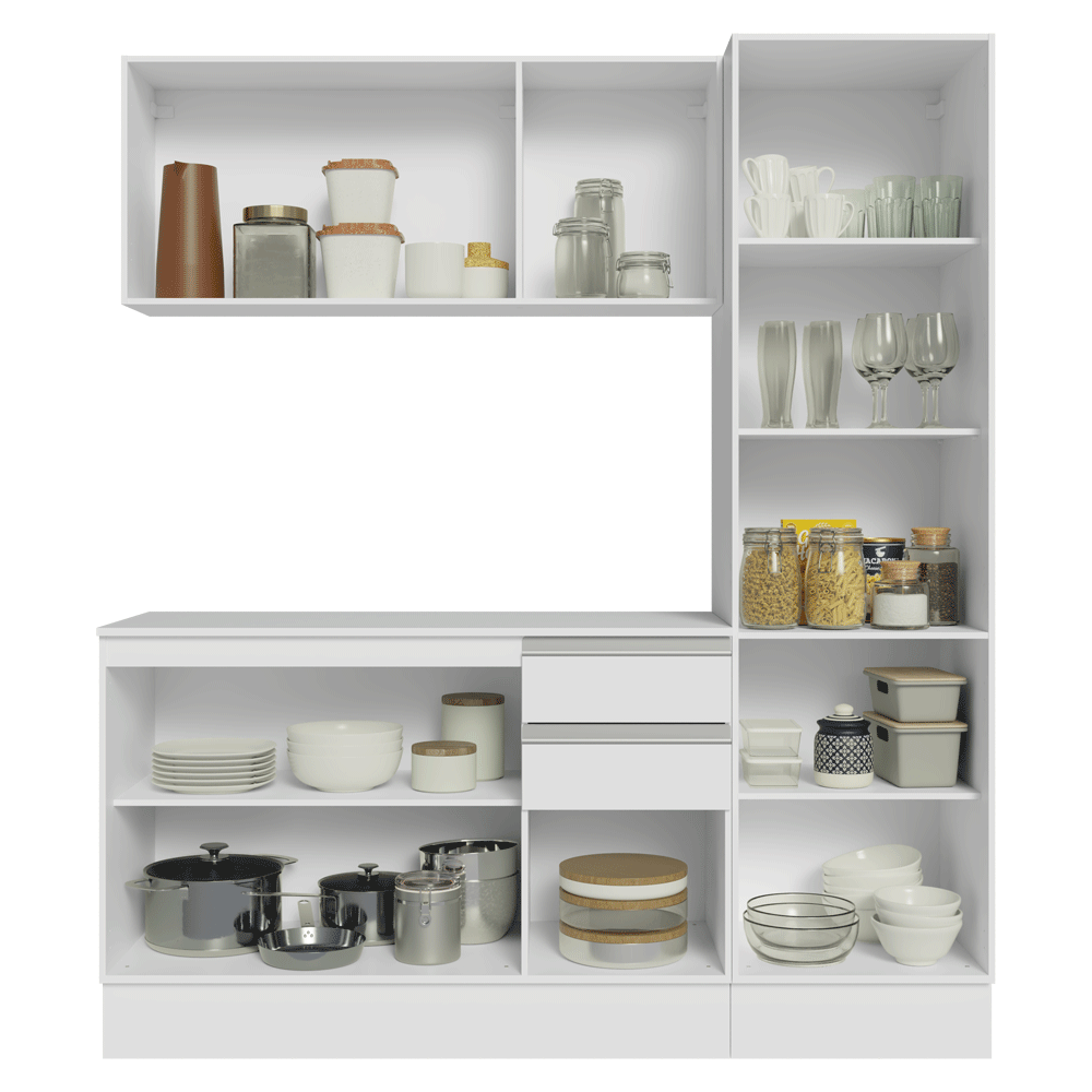 Armário de Cozinha Compacta 100% MDF 170 cm Branco Smart Madesa 02