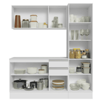 Armário de Cozinha Compacta 100% MDF 170 cm Branco Smart Madesa 02