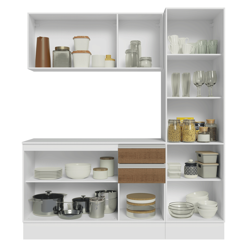 Armário de Cozinha Compacta 100% MDF 170 cm Branco/Rustic/Crema Smart Madesa 02