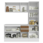 Armário de Cozinha Compacta 100% MDF 170 cm Branco/Rustic/Crema Smart Madesa 02