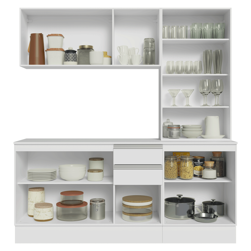 Armário de Cozinha Compacta 100% MDF 180 cm Branco Smart Madesa 04