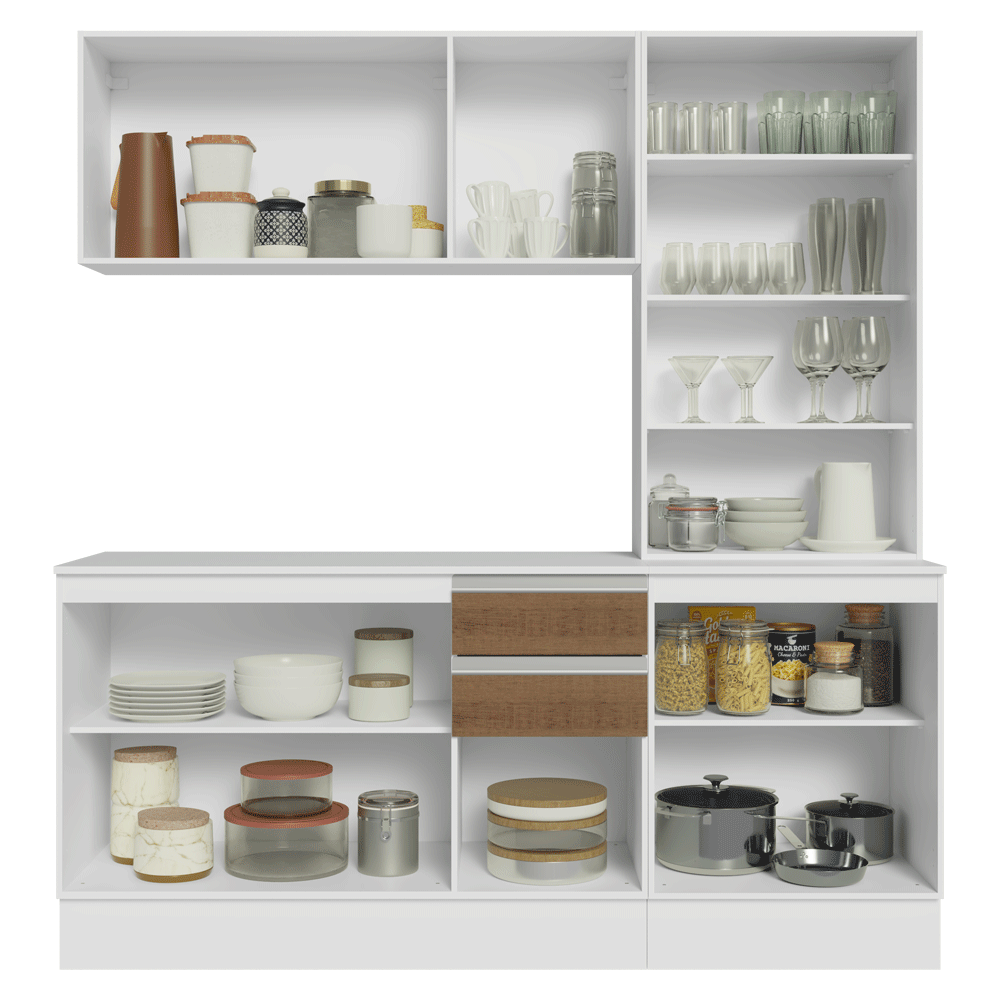 Armário de Cozinha Compacta 100% MDF 180 cm Branco/Rustic/Crema Smart Madesa 04