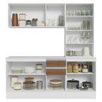 Armário de Cozinha Compacta 100% MDF 180 cm Branco/Rustic/Crema Smart Madesa 04