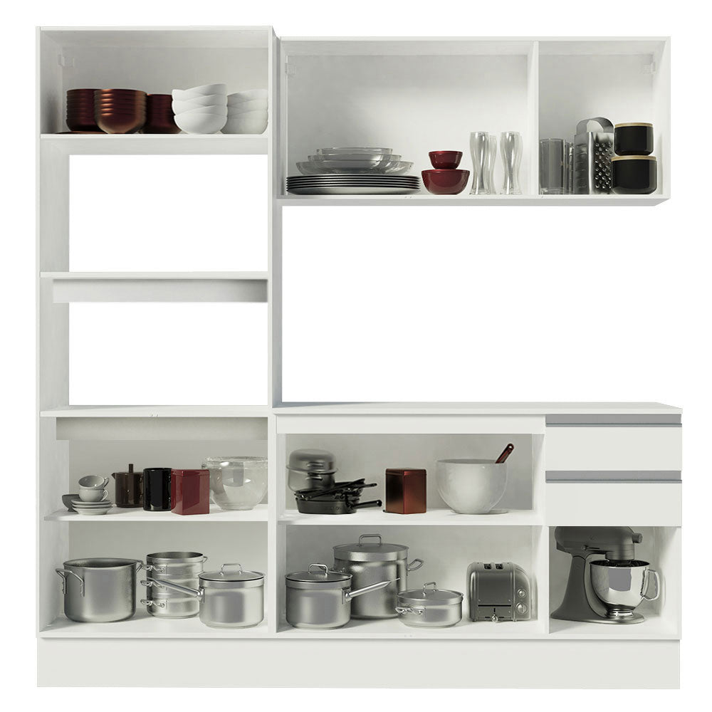 Armário de Cozinha Compacta 100% MDF 190 cm Frentes Branco Smart Madesa 01