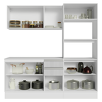 Armário de Cozinha Completa 100% MDF 190cm Smart Branco Brilhante Madesa 01