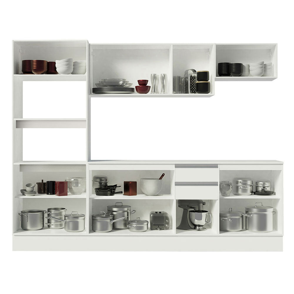 Armário de Cozinha Completa 100% MDF 250cm Branco Smart Madesa 01