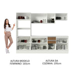 Armário de Cozinha Completa 100% MDF 250 cm Branco/Rustic/Crema Smart Madesa 01