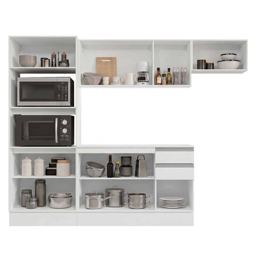 Armário de Cozinha Completa 100% MDF 250cm Branco Smart Madesa 03