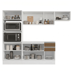 Armário de Cozinha Completa 100% MDF 250cm Branco/Rustic/Crema Smart Madesa 03