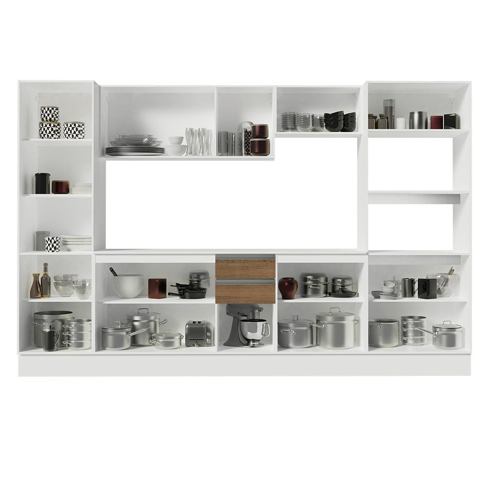 Armário de Cozinha Completa 100% MDF 300 cm Branco/Rustic/Crema Smart Madesa 01