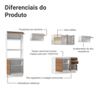 Armário de Cozinha Completa 100% MDF 310 cm Branco/Rustic/Crema Smart 01