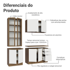 Armário de Cozinha Compacta 190cm Rustic/Branco Stella Madesa 03