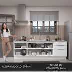 Armário de Cozinha Compacta 240cm Branco Stella Madesa 01