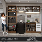 Armário de Cozinha Completa 270cm Rustic/Branco Stella Madesa 06