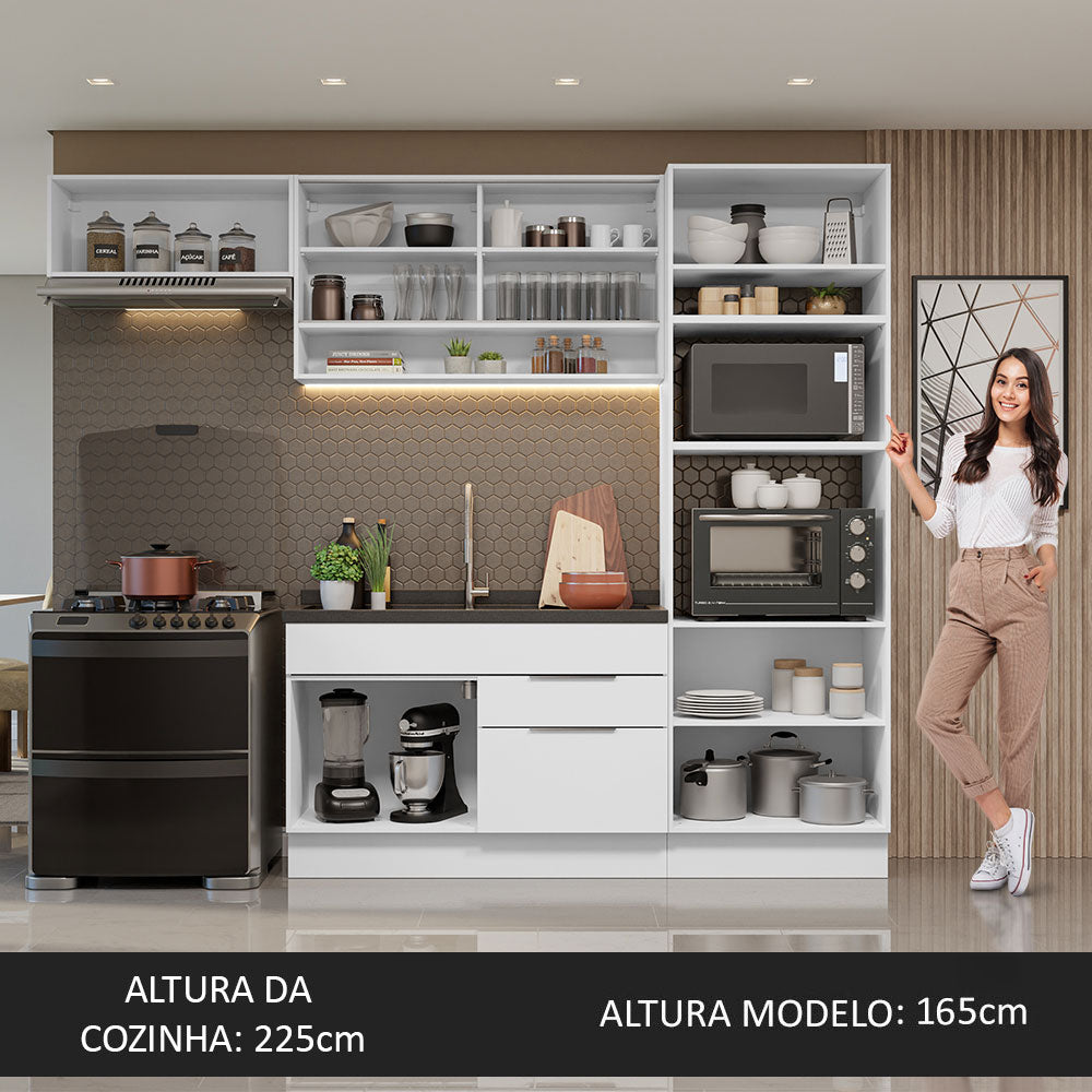 Armário de Cozinha Completa 270cm Branco Stella Madesa 09