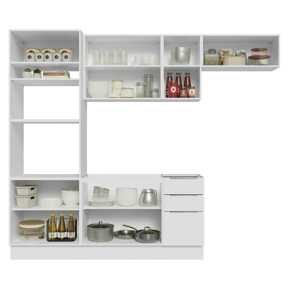 Armário de Cozinha Completa 270 cm Branco Stella Madesa 12