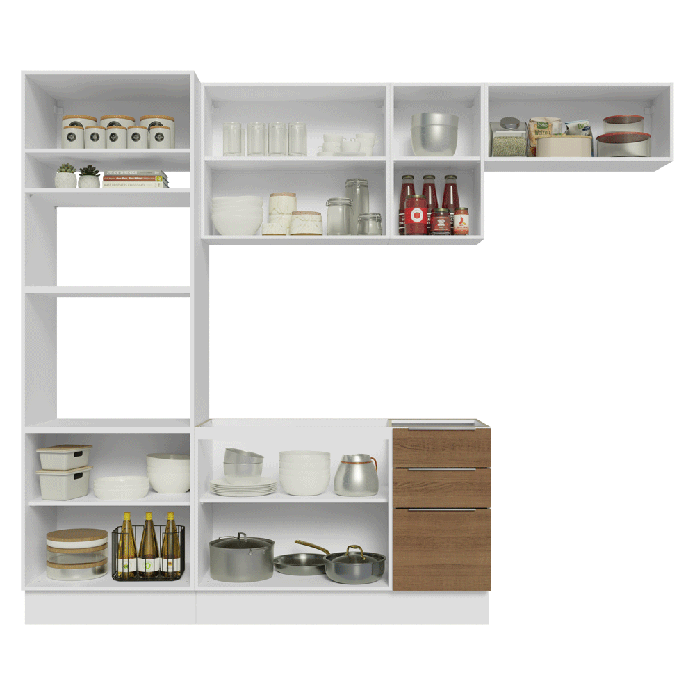 Armário de Cozinha Completa 270 cm Branco/Rustic Stella Madesa 12