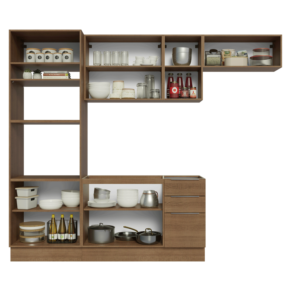 Armário de Cozinha Completa 270 cm Rustic Stella Madesa 12