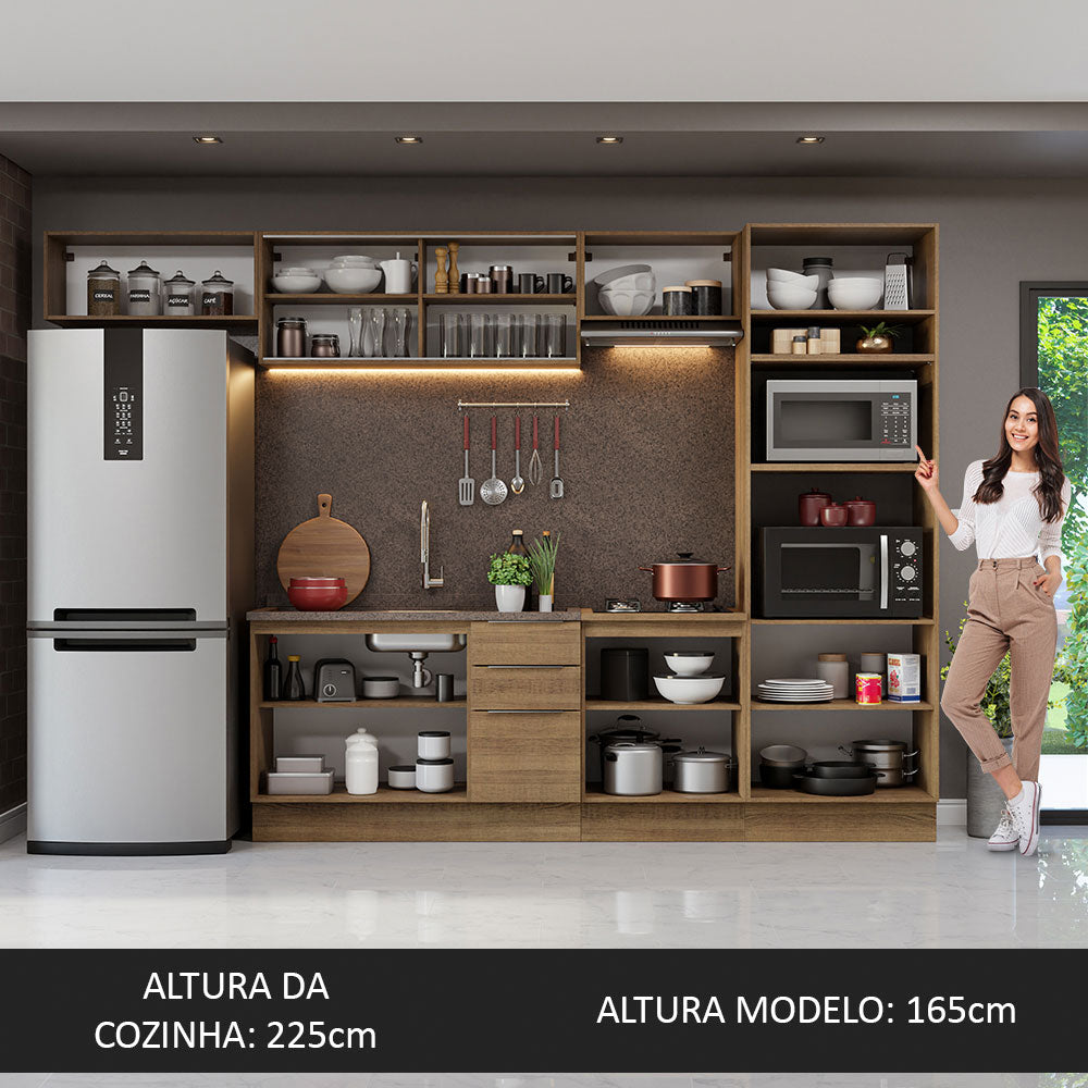 Armário de Cozinha Completa 330cm Rustic Stella Madesa 04