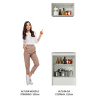 Kit Madesa Topazio 60 cm 2 Portas com Armário Aéreo e Balcão Branco/Rustic