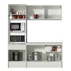 Armário de Cozinha Compacta  com Balcão e Tampo Branco Diamante Pop Madesa