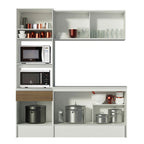Armário de Cozinha Compacta com Balcão e Tampo Branco/Rustic Diamante Pop Madesa