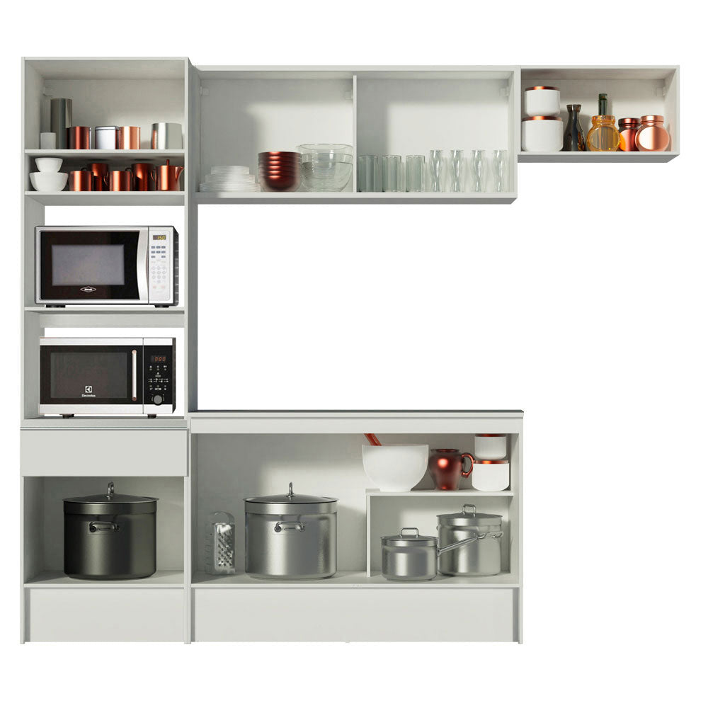 Armário de Cozinha Completa 240cm Branco Topazio Madesa 01