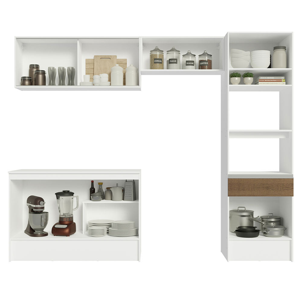 Armário de Cozinha Completa 260cm Branco/Rustic Topazio Madesa 01