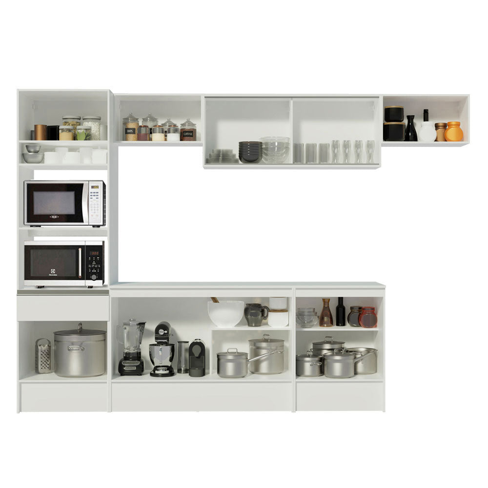 Armário de Cozinha Completa 300cm Branco Topazio Madesa 01