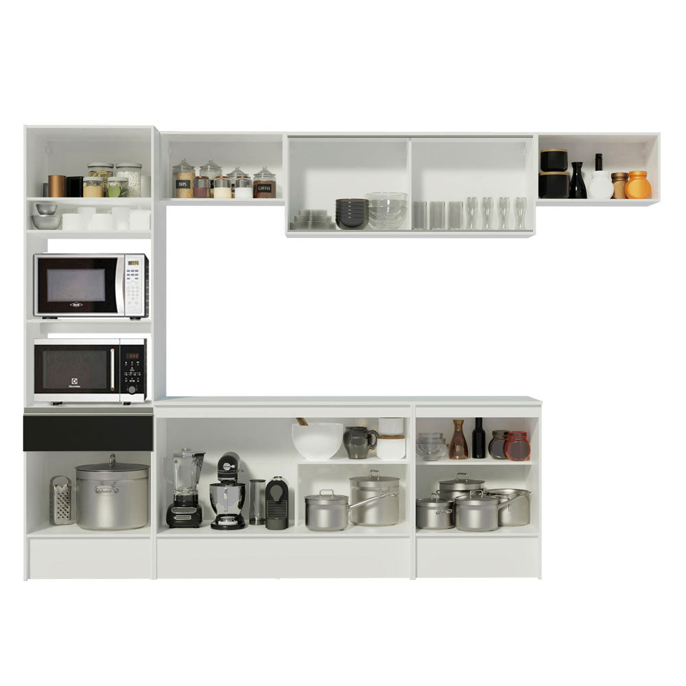Armário de Cozinha Completa 300cm Branco/Preto Diamante Madesa 02