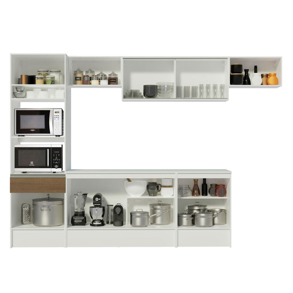 Armário de Cozinha Completa 300cm Branco/Rustic Diamante Madesa 02