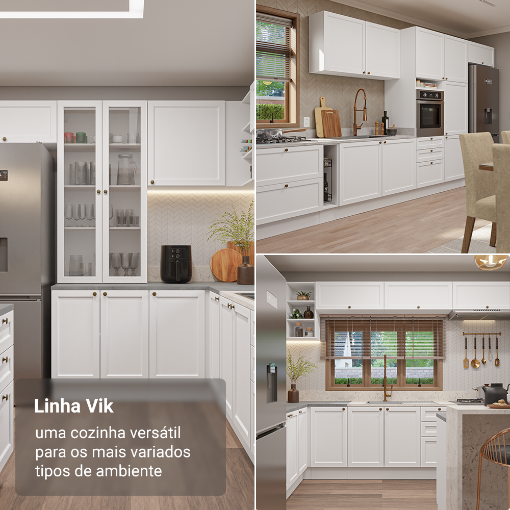 Armário de Cozinha Completa 270 cm Branco Vik Madesa 07